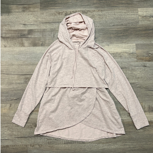 Latched Mama Nursing Hoodie Plus Size 1X Heather Pink Stretch Breastfeeding Top - Picture 1 of 6